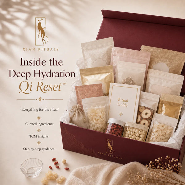 Open Xian Rituals Deep Hydration Qi Reset™ Autumn TCM food ritual kit with curated packages, Ritual Guide, and seasonal guidance